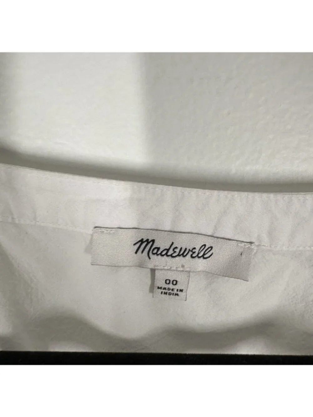 Madewell Women 00 White Cotton Puff Sleeve Smocked Yeri Poplin Button-Up Top